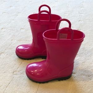PINK AND BLACK TODDLER GIRLS RAIN BOOTS SIZE 7